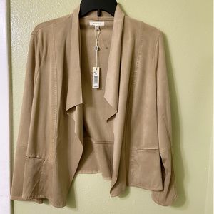NWT Max Studio Suede Cardigan Tan Beige sz M (Sweater)